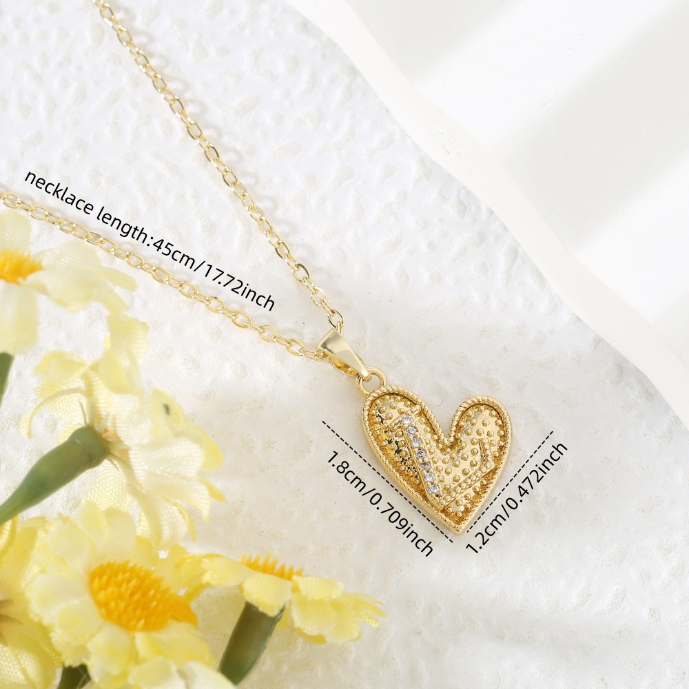 Women's Exquisite Heart Letter Zirconia Chain Necklace, Light Luxury